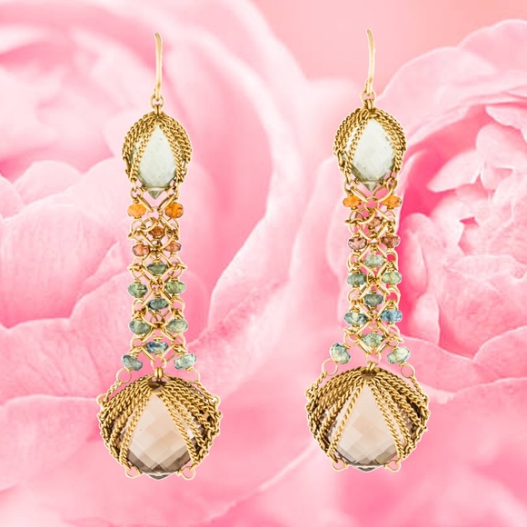 SOLD -Anthony Nak 18k Multicolored Sapphire Earrings - Picture 4 of 7